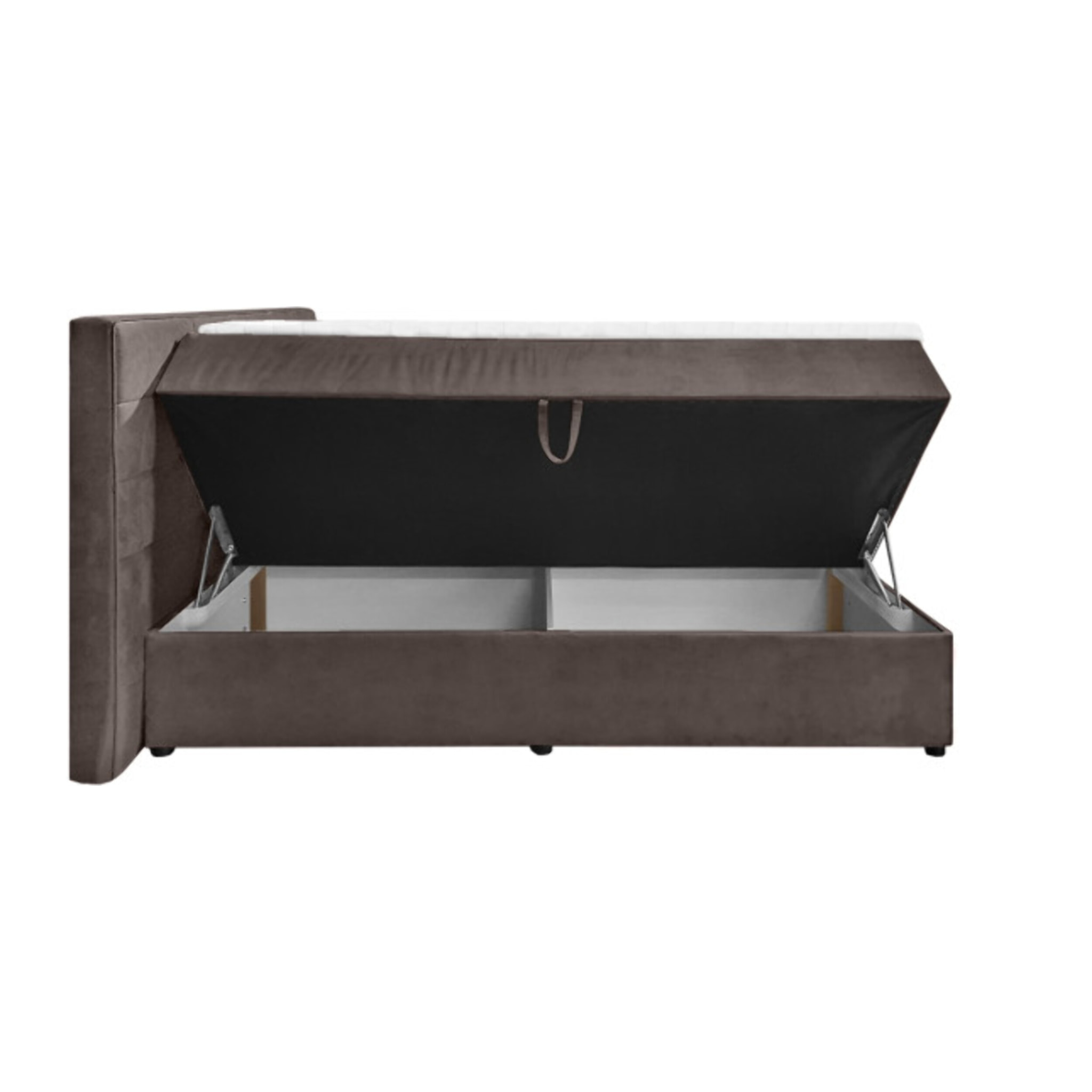 Lit boxspring complet en velours gris ou taupe 160x200 - GENEVE