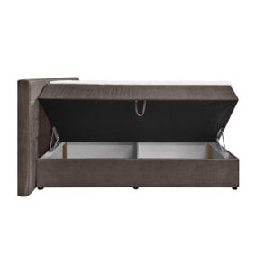 Lit boxspring complet en velours gris ou taupe 160x200 - GENEVE