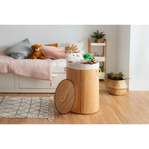 Panier à linge COMPACTOR Rond pliable Bambou Naturel