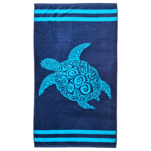 Serviette de plage éponge velours Jacquard - Pavlos - 90x170cm - 400g/m²