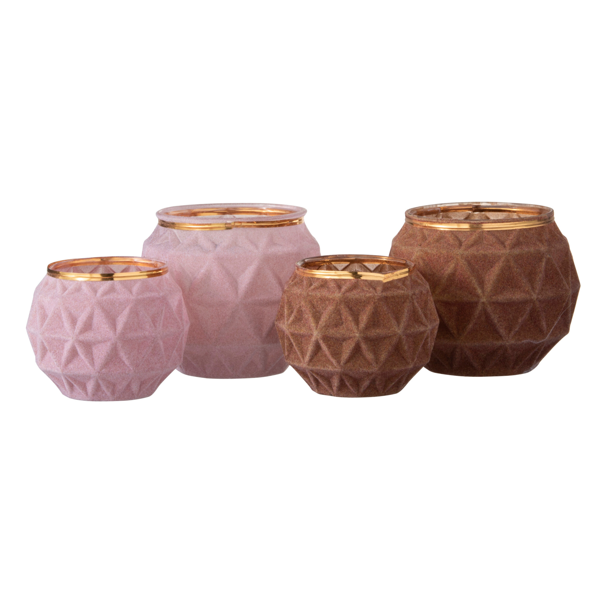 J-Line bougeoir Boule - verre - ocre - large - 2 pcs