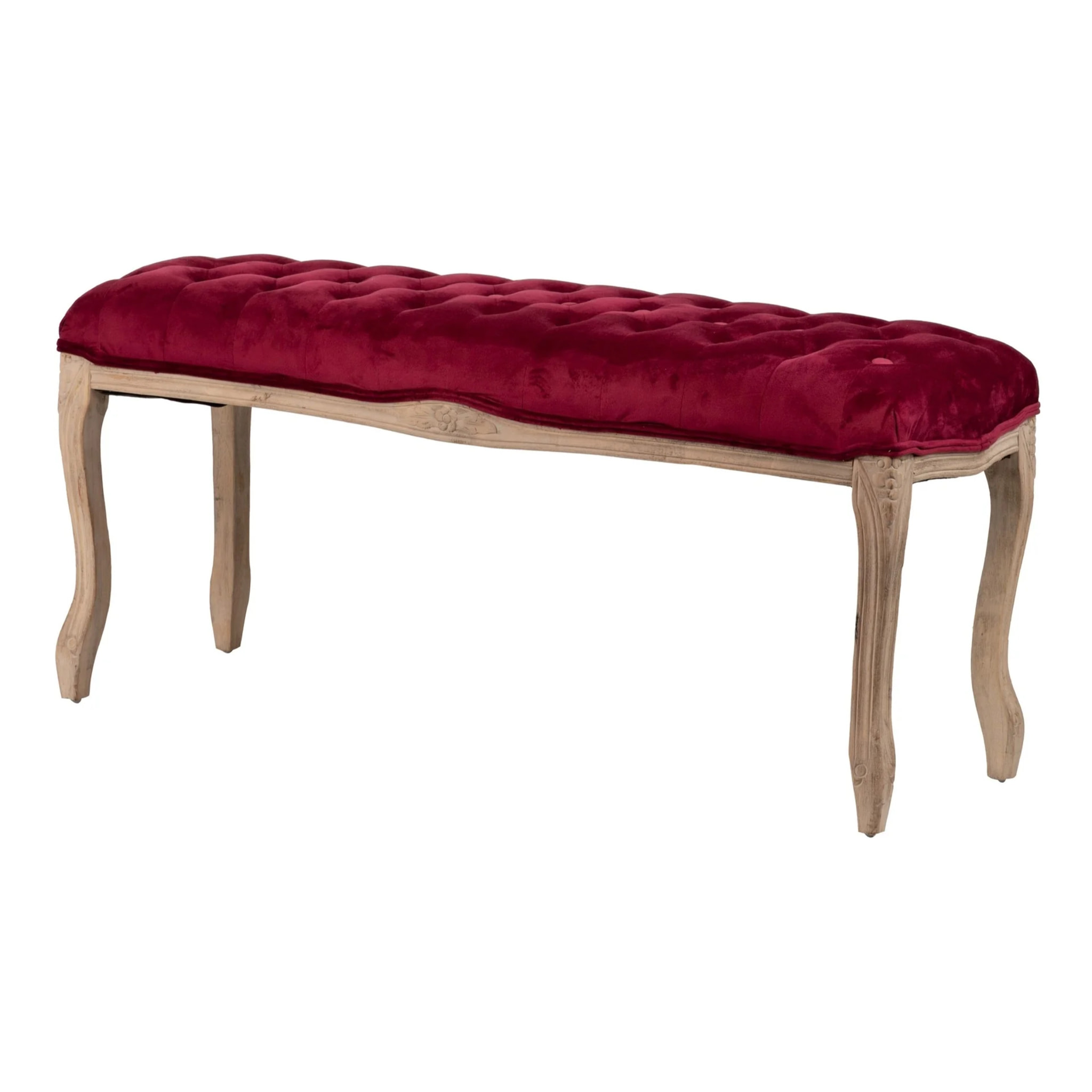 Pie Cama Velvet Capitone Patas Madera 110x36x47 Cm