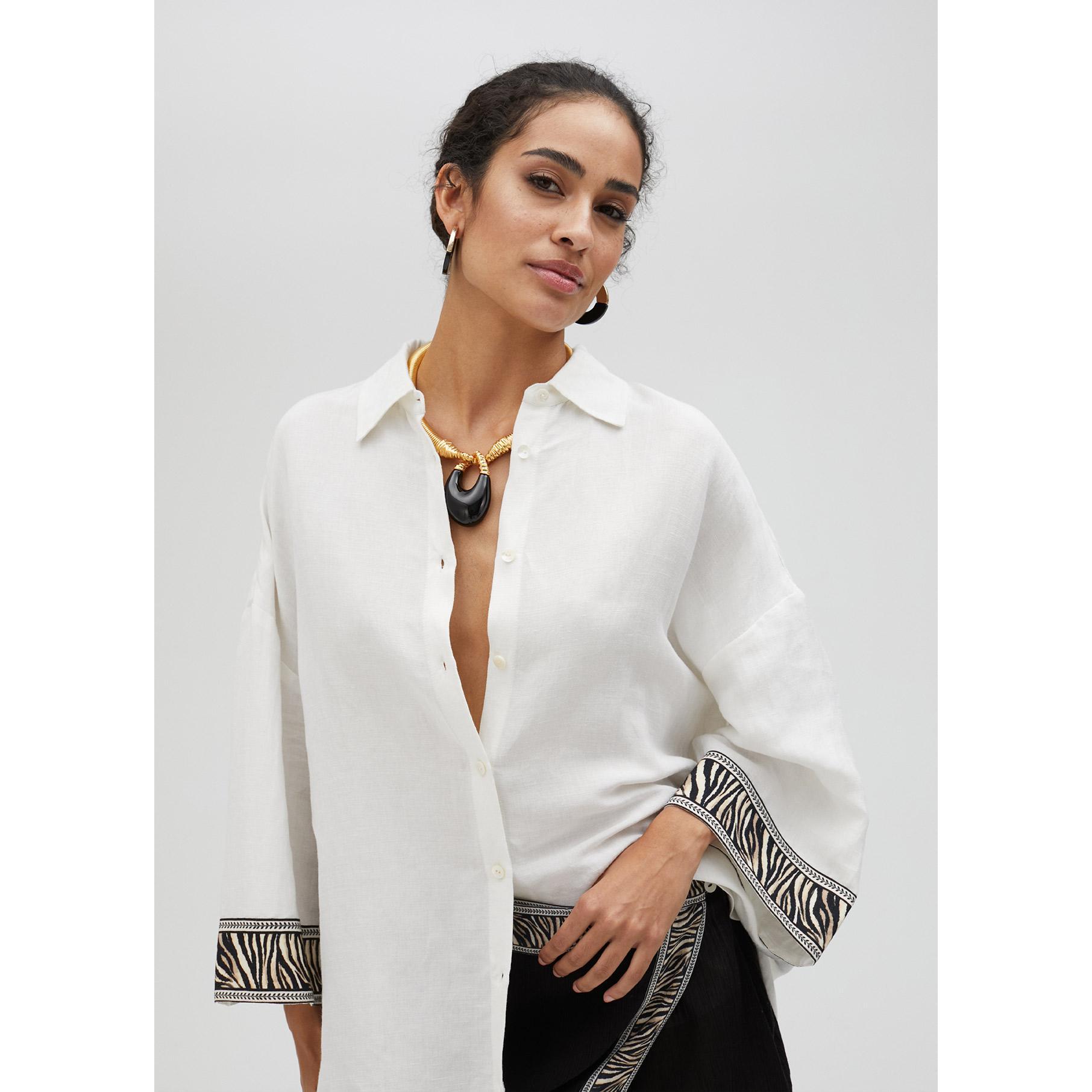 Camicia in lino con bordura