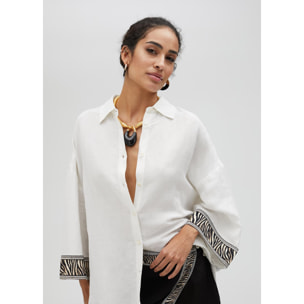 Camicia in lino con bordura