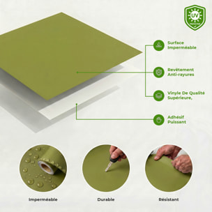 Rouleau adhésif décoratif Vinyle au Mètre - Vert olive - Sticker Lavable Imperméable Mur Cuisine Meubles