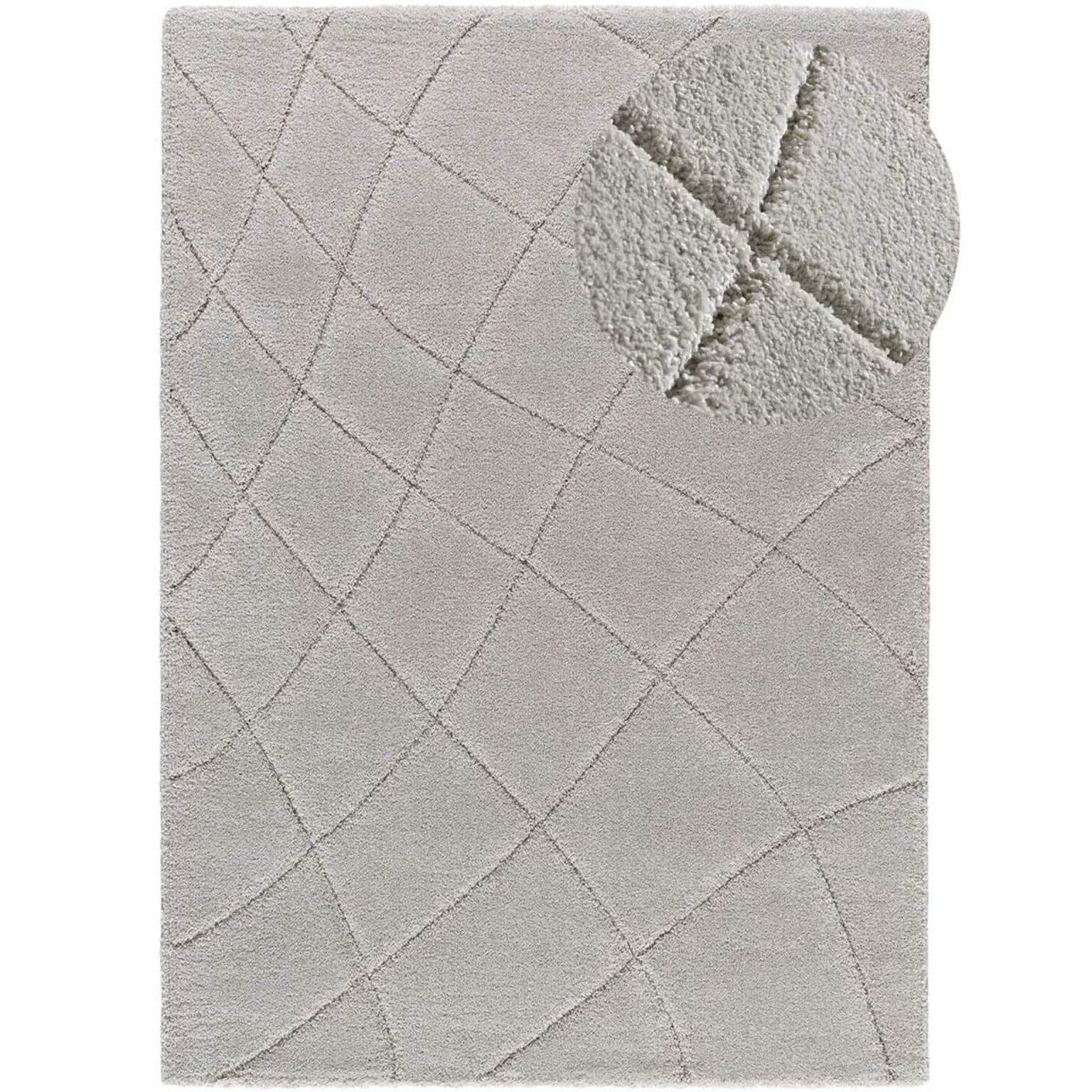 MOLIER Alfombra shaggy con formas abstractas en plata, varias medidas disponibles.