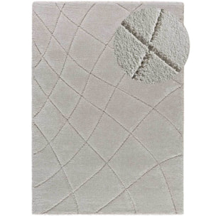 MOLIER Alfombra shaggy con formas abstractas en plata, varias medidas disponibles.