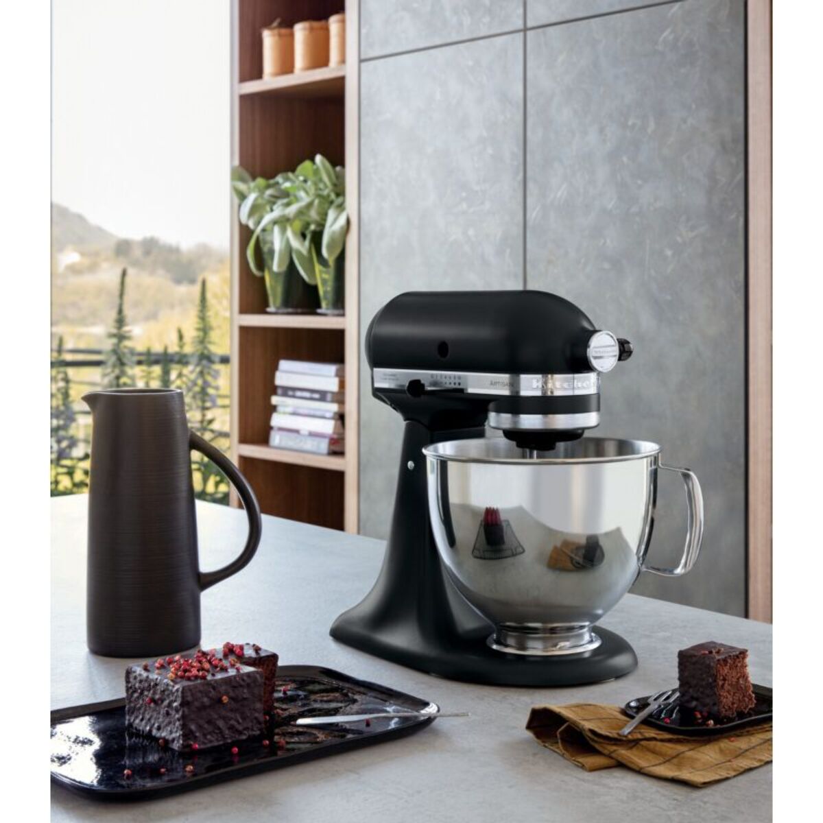 Robot pâtissier KITCHENAID 5KSM125EBM Artisan, Noir, 4,8 L, bol avec poignée, 300 watts