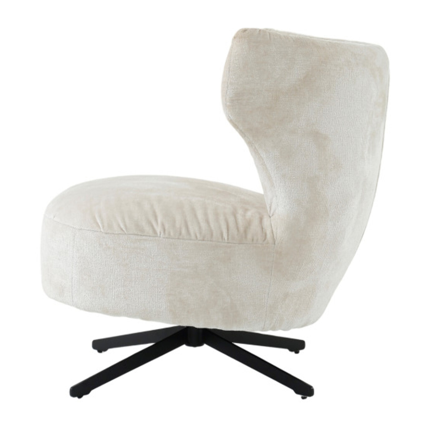 Fauteuil rotatif 360° tissu doux avec pieds en métal noir - EUGENE