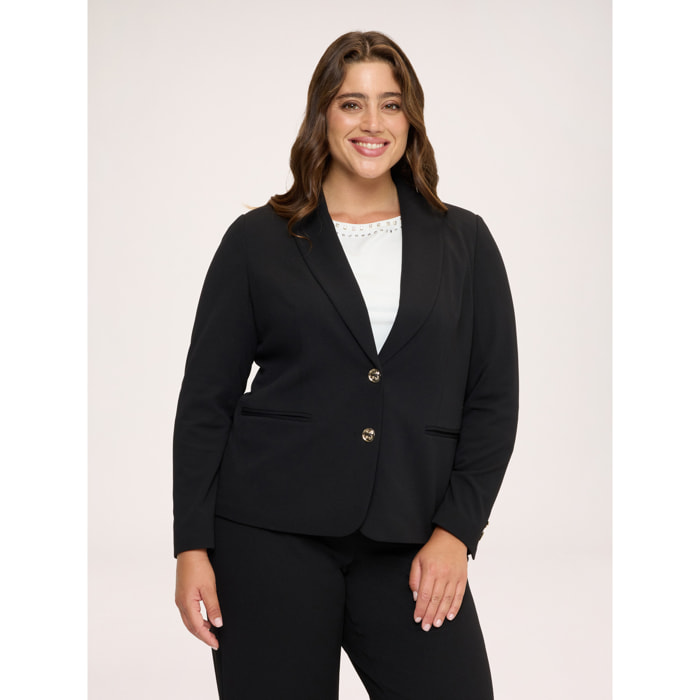 Fiorella Rubino - Blazer cropped in tessuto stretch - Nero