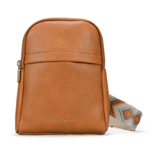 Riñonera tostada con asa de algodón y cremallera