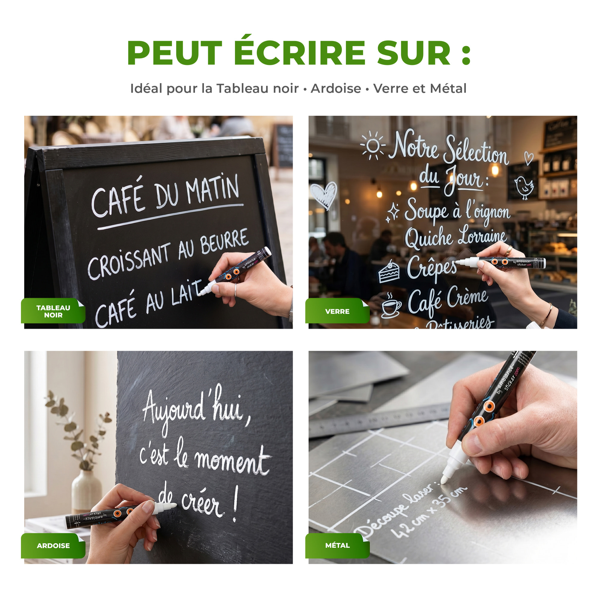 Sticker ardoise tableau noir - stickers muraux adhésif effaçable - CRAIE LIQUIDE POUR ARDOISE - 3MM BLANC