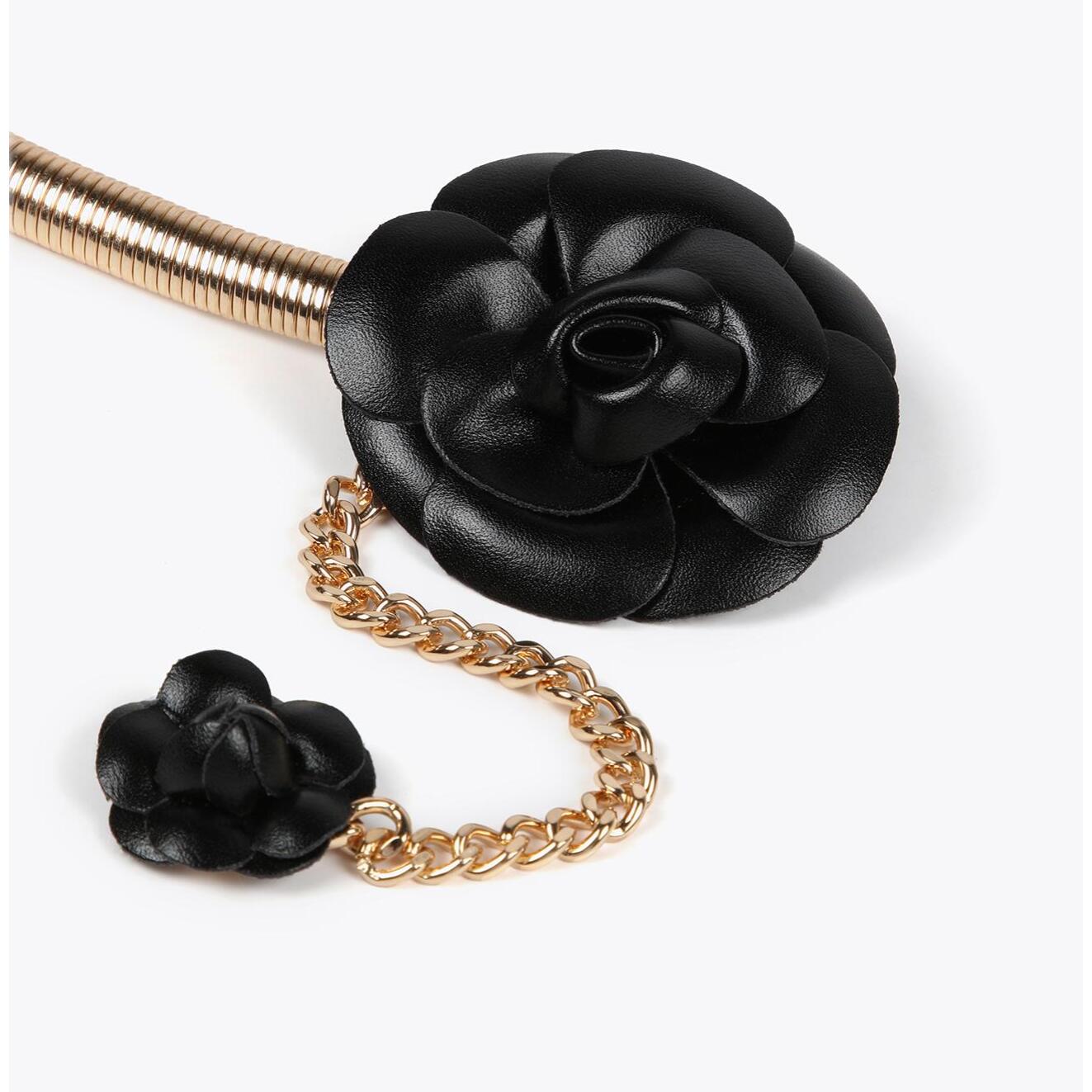 Cintura elasticizzata metallo fiori effetto pelle