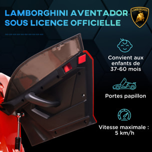 Voiture électrique enfant licence Lamborghini Aventador roadster SVJ télécommande effets sonores lumineux rouge