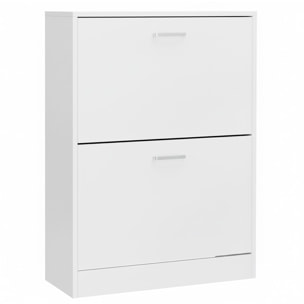 Scarpiera A 2 Ribalte Salvaspazio Con Doppia Profondità Mobile Portascarpe Per Ingresso Corridoio Contiene 12 Paia Di Scarpe 76 x 50 x 22 Cm Bianco