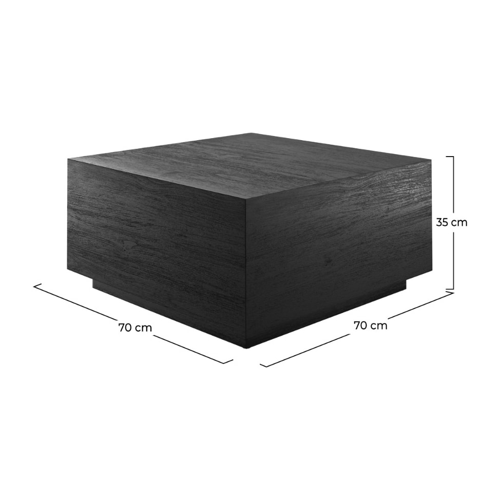 Table basse carré en bois de teck recyclé noir 70 cm - Zoé