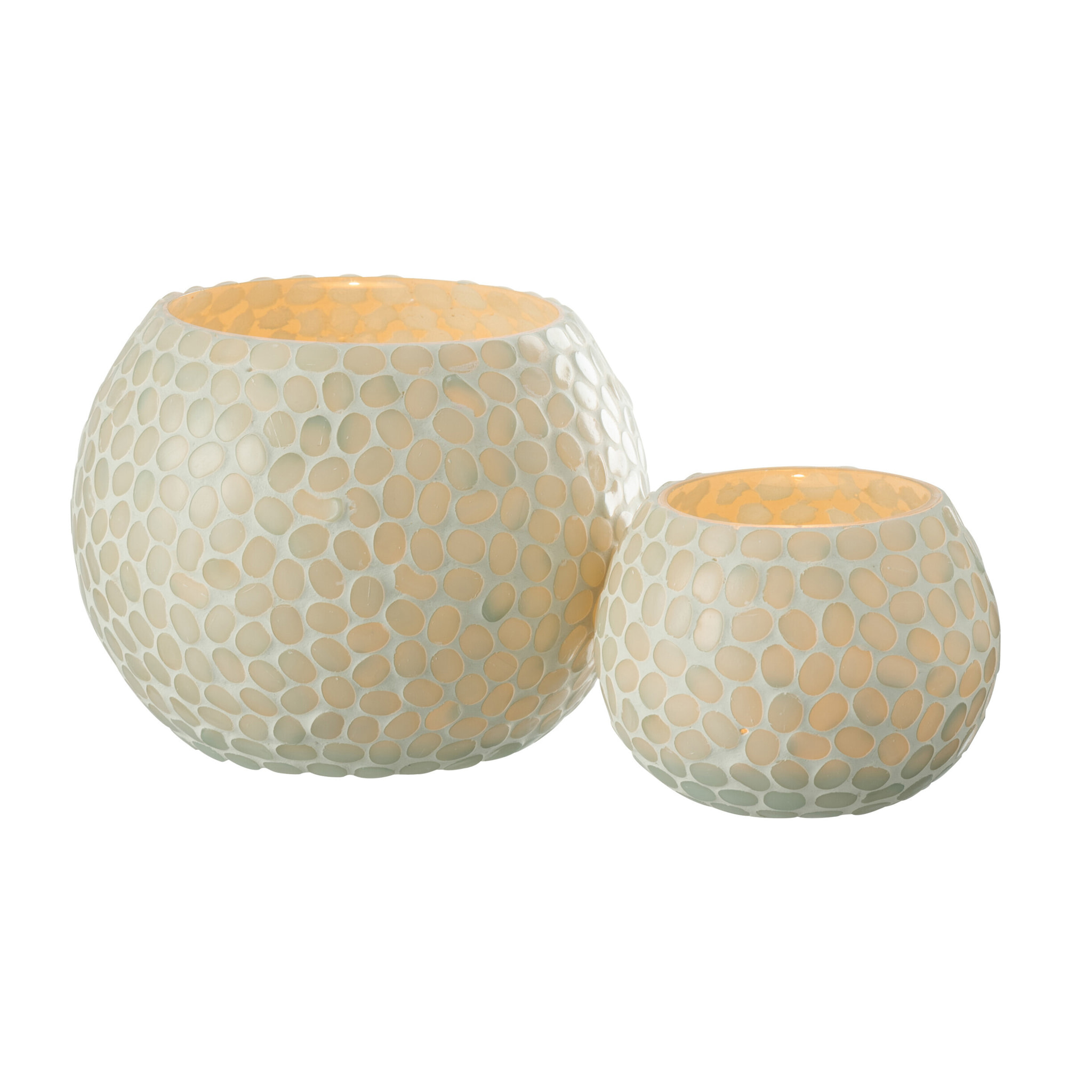J-Line bougeoir Boule - verre - blanc/bleu clair - large