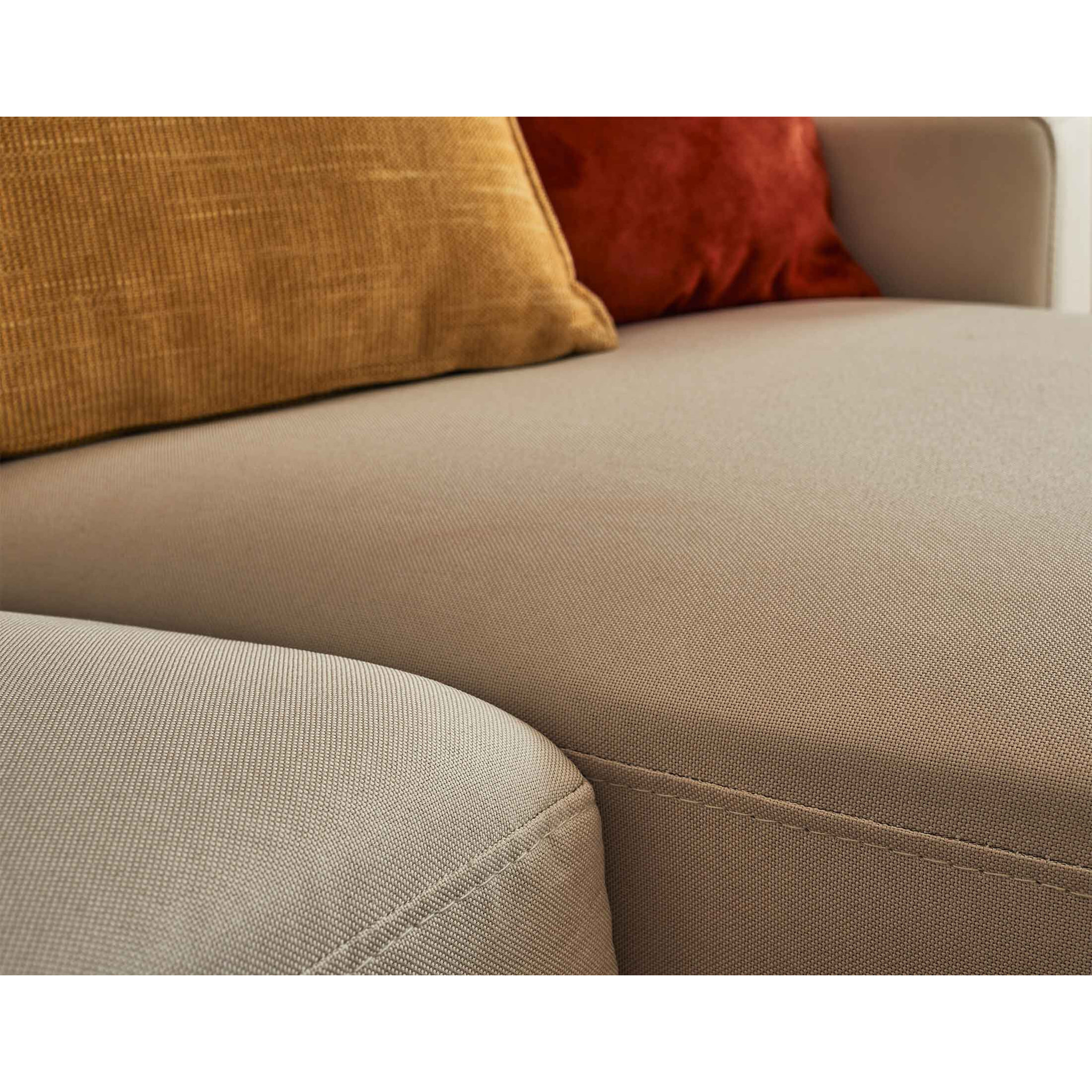 Vianon - canapé d'angle modulable 3 places + 1 pouf - en tissu - Beige