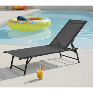 Lot de 4 bains de soleil en acier - pliable - gris anthracite - SARAGOSSE