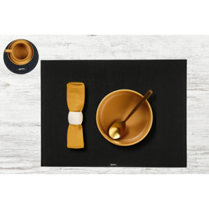 Set de table rectangulaire - 6 pièces - Feutre recyclé noir