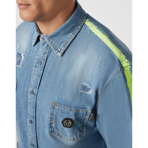 PHILIPP PLEIN Denim Shirt Ls Stripes