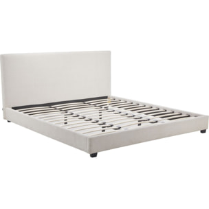 Lit avec tête de lit en tissu bouclé - WILLIAM