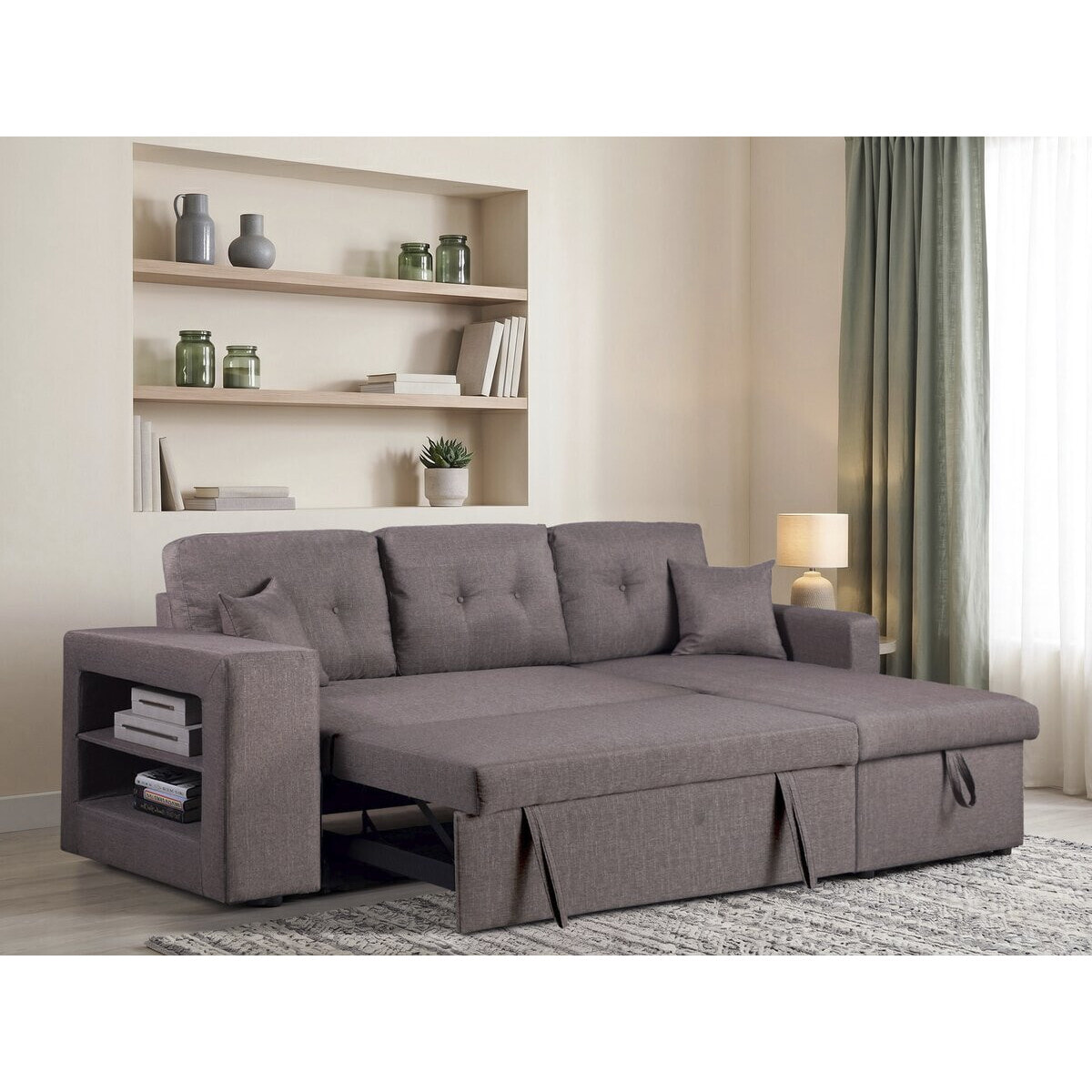 Canapé d'angle convertible/réversible "Axel" - 3 places - Taupe