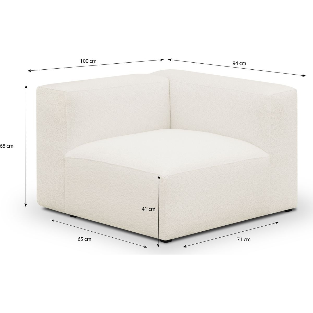 Chauffeuse d'angle à droite modulable en tissu bouclette - MODULO