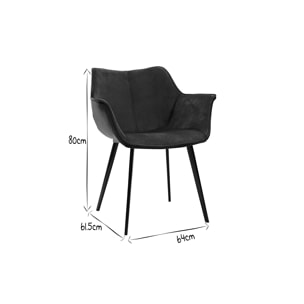 Chaise design en tissu velours bleu pétrole et métal noir VOLO