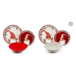Service de table 18 pièces Excelsa - Holly Gnome, porcelaine et grès rouge
