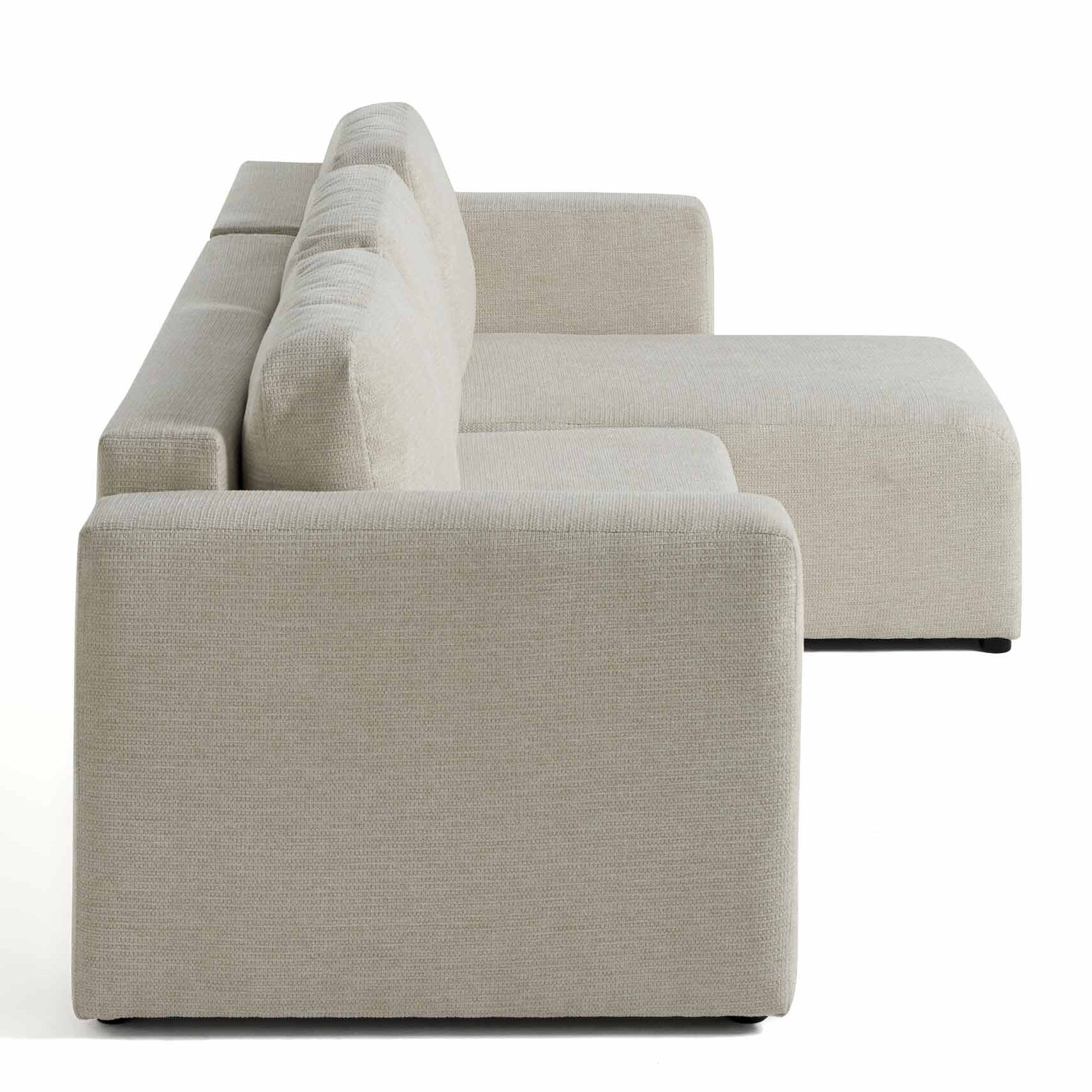 Canopy - canapé d'angle réversible - 4 places - convertible avec coffre - en tissu texturé - Beige