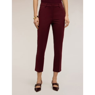 Motivi - Pantalones regular mezcla algodón viscosa - Burgundy