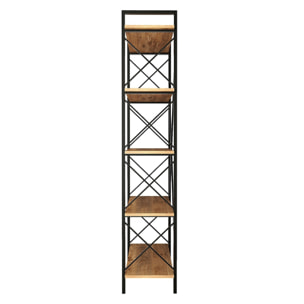 MILI - Bibliothèque design en métal - 5 étagères - bois et noir