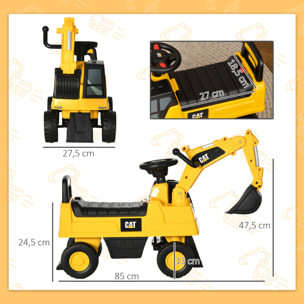 Trotteur porteur tractopelle CAT licence officielle excavateur jaune noir