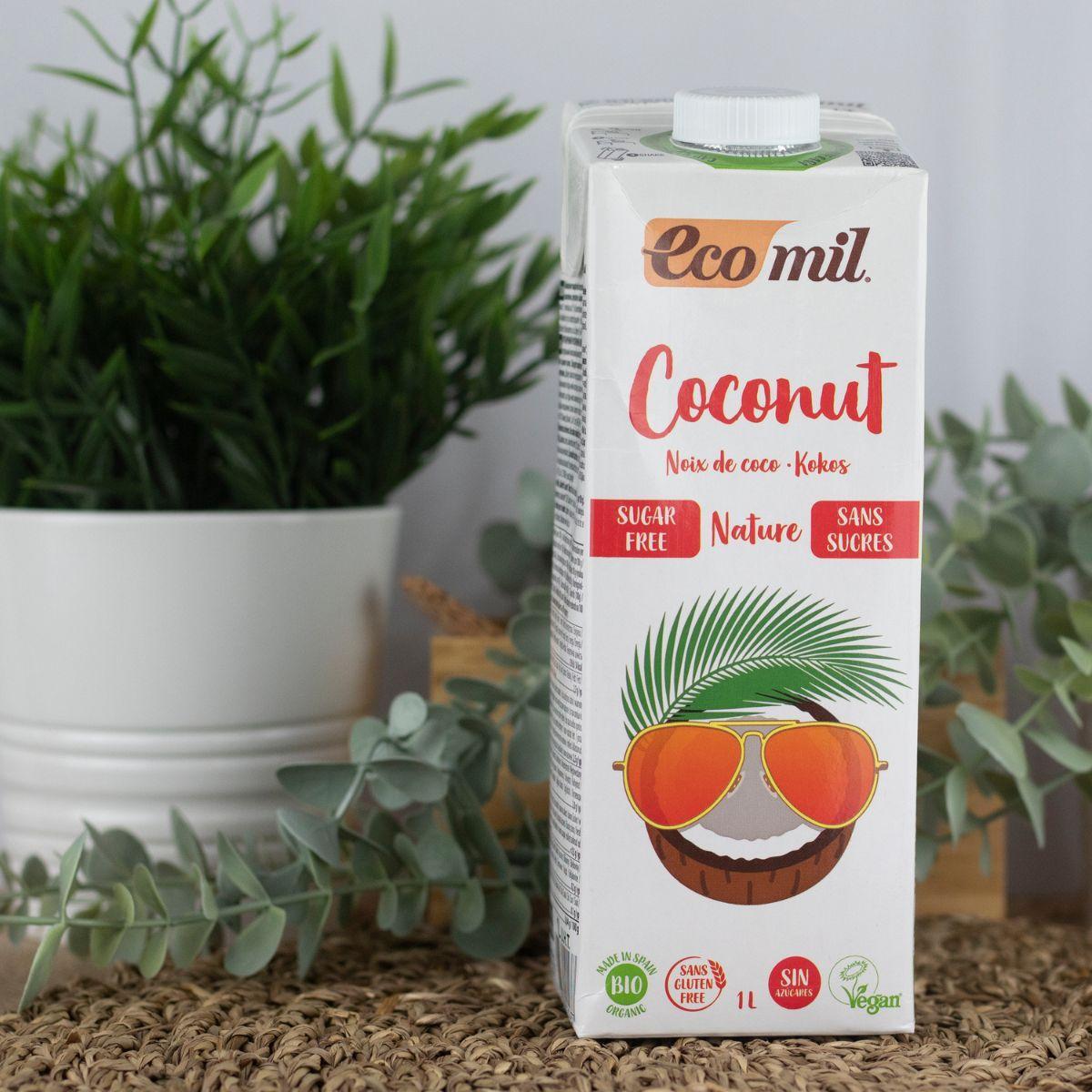 Bebida vegetal de coco sin azúcar, sin gluten y sin lactosa Ecomil 1L