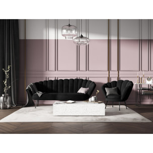 Fauteuil "Kingston" en velours noir