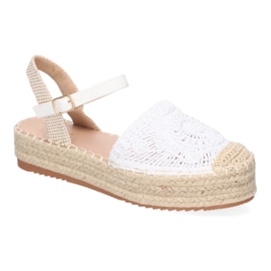 Sandalia de Plataforma para Mujer, Comoda, Forrada de Yute, Pala Cerrada y Entrelazada