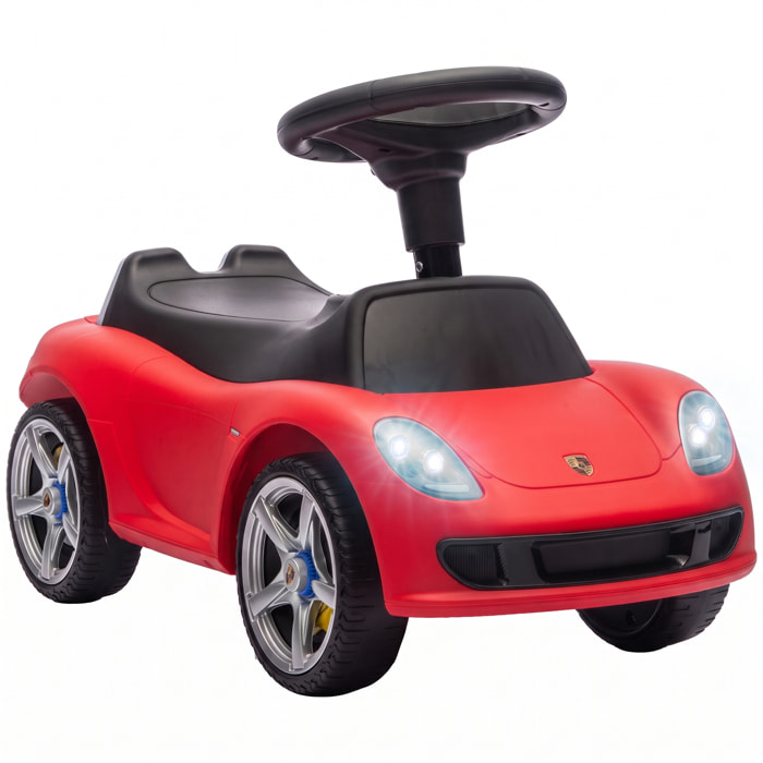 Correpasillos para Bebés de 18 a 36 Meses, Licencia de Porsche, Coche sin Pedales con 2 Faros, Bocina, Sonido de Arranque, para Interior y Exterior, 63x28,5x38 cm, Rojo