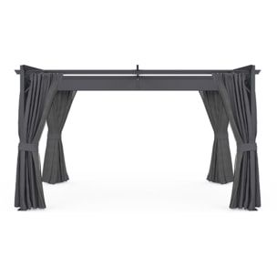 Pergola Marina 3x4m toit rétractable + 4 rideaux moustiquaires