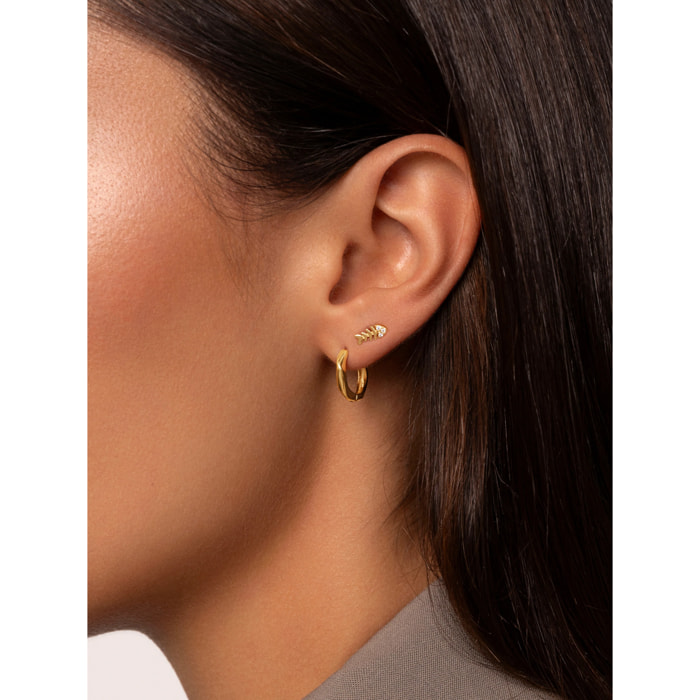 Orecchino Singolo Fishbone Spark Argento Placcato Oro