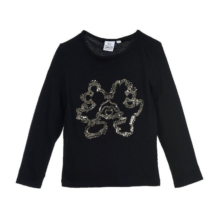 Maglia con paillettes nera Mickey e Minnie Kiss Lei Disney