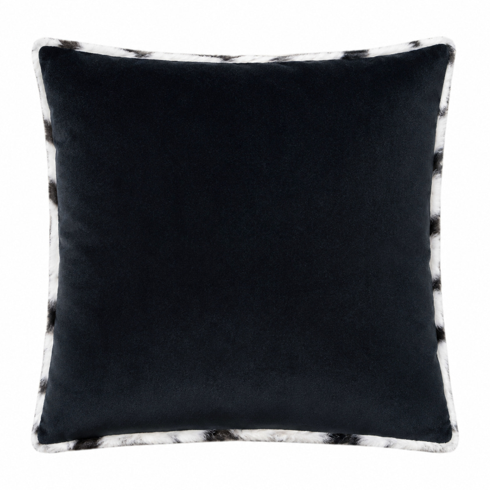Coussin garni à motif zèbre avec dos en velours - Noir