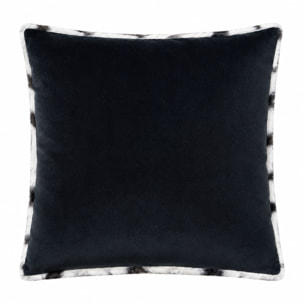 Coussin garni à motif zèbre avec dos en velours - Noir