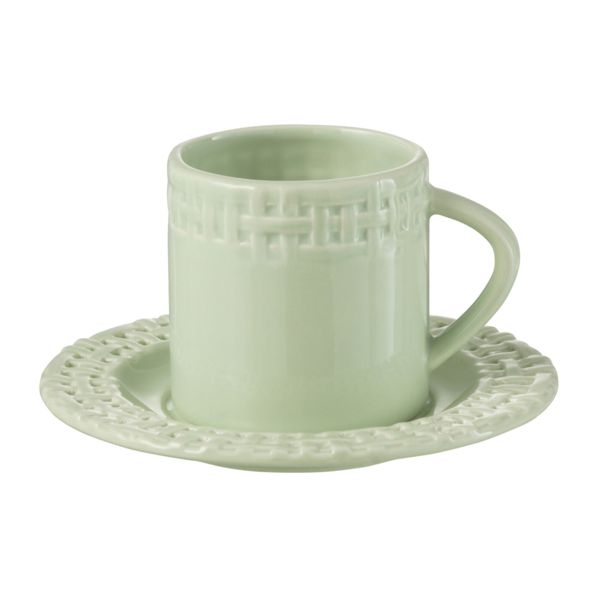 J-Line tasse + sous-tasse - céramique - vert - 12 pièces