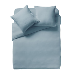 Housse de couette unie en gaze de coton, TENDRESSE, Bleu Alpin