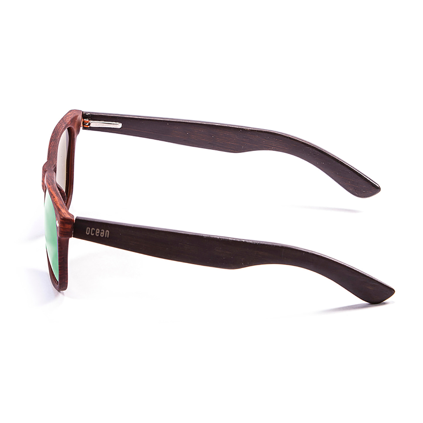 Gafas de sol OCEAN BEACH WOOD - De brazo marrón bambú con frente marrón oscuro / Revo verde