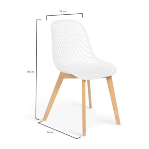 Chaises Maëlle assise ajourée et pieds bois - Mix color - blanc, gris clair, bleu
