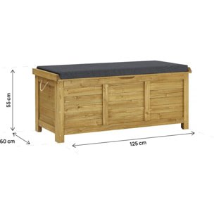 Coffre de jardin "Gana" en bois - 125 x 60 x 55 cm - Marron