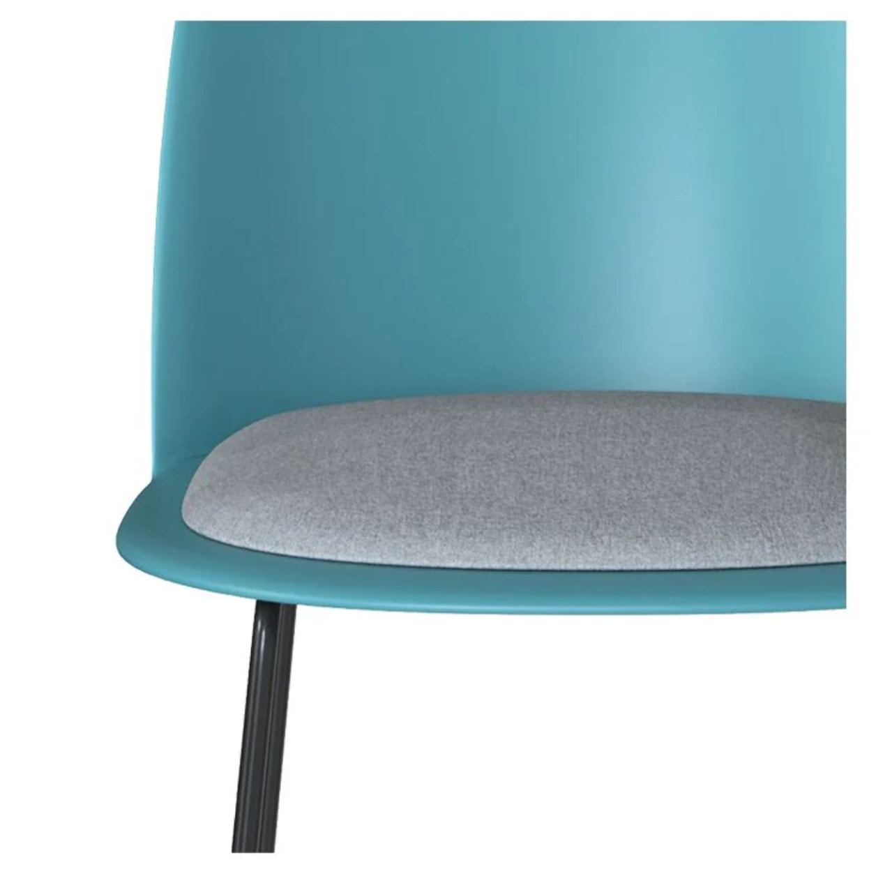 Lot de 2 chaises bleues en plastique, tissu gris et pieds en métal - Lulu