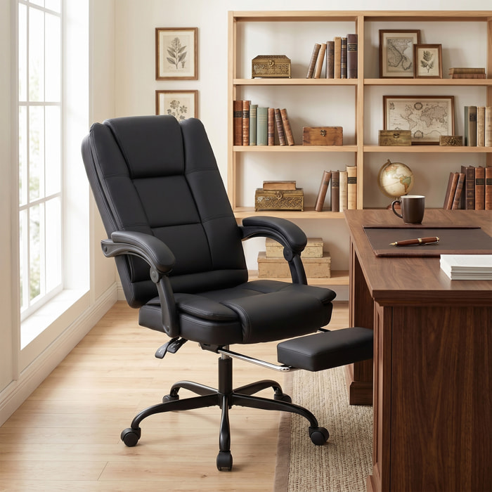 Fauteuil bureau manager inclinable repose-pieds rétractable noir